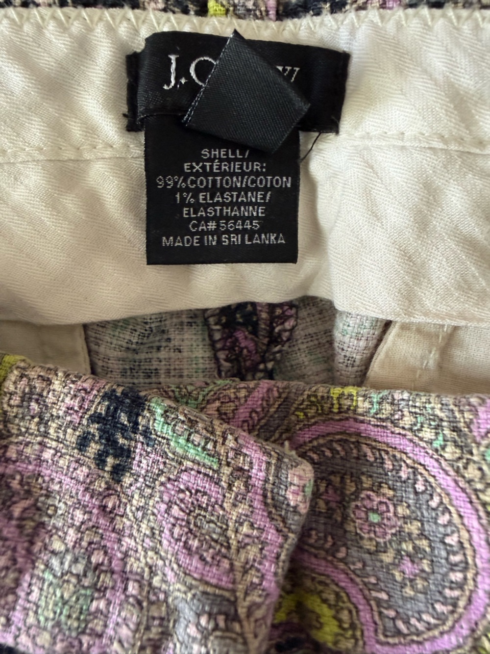 J.Crew Cafe Capri Paisley Ankle Pants Size 6 Stretch Slim Preppy Retro Statement - Picture 4 of 4